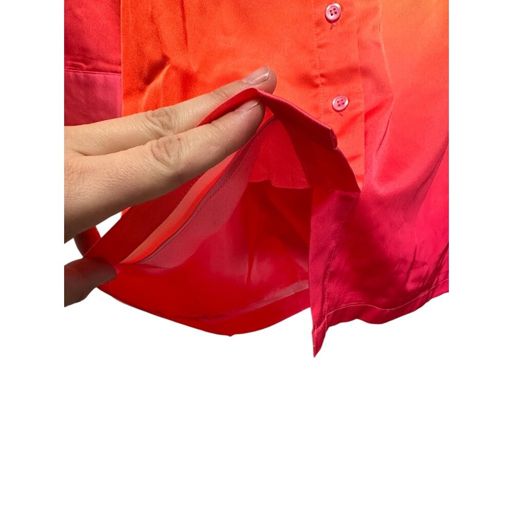 Ronny kobo Jones dress Women Medium Orange Sunset Mini Long Sleeves Button Down - Picture 16 of 16